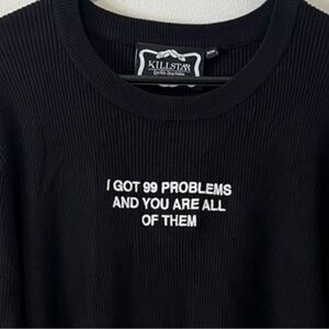 KillStar Ribbed Long Sleeve Embroidered T-shirt